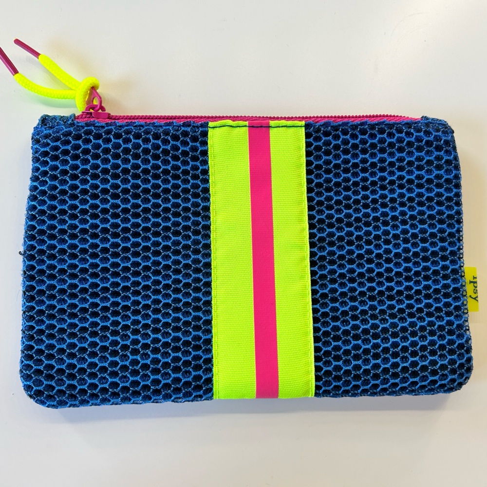 Ipsy Blue Mesh Retro Makeup Bag